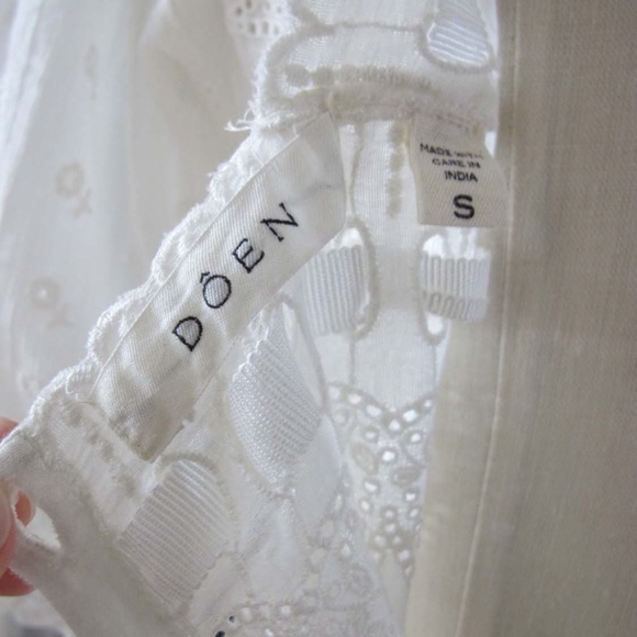 DÔEN Colline Dress Small White Voile Cotton Romantic Maxi Dress Lace Embroidered - Picture 9 of 9